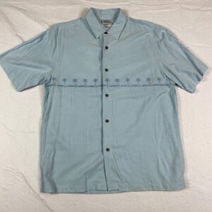 Disneyland Resort Button Up‎ Shirt Mens M Blue Rayon Short Sleeve Mickey Mouse